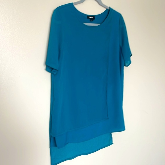 DKNY Short Sleeve Blouse Shirt Top Layered Tunic Size S - Picture 5 of 8